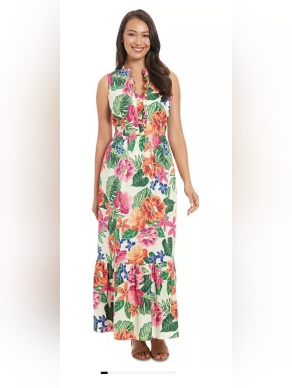 Maggie London Floral Sleeveless Maxi Dress in Multi-Color